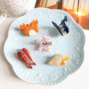 Divertido Delfín Cangrejo Estrella de Mar Ballena Concha Pulpo Marino Animal Acetato Niñas Niños Mujeres Mini Pinza de Pelo Pequeña - Product Image 1