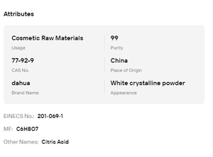 Ácido Cítrico Anhidro CAS 77-92-9 99% Grado Industrial Orgánico Crudo para Tratamiento de Aguas Residuales - Product Image 6