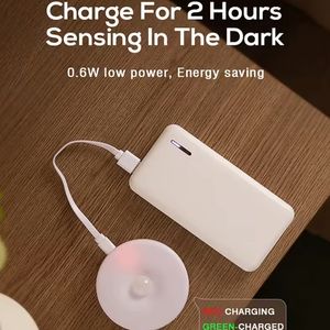 Lampu Malam LED Sensor Gerak Lampu Malam USB Isi Ulang untuk Kamar Tidur Lampu Kabinet Dapur Lampu Lemari Nirkabel - Product Image 5