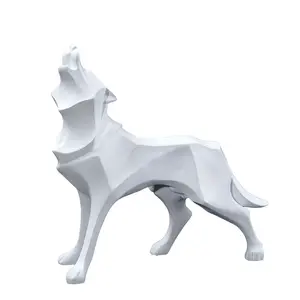 Nordic Creative Resin Crafts Home Living Room Porch Decoration Animal Geometry Series-Wolf Decoration