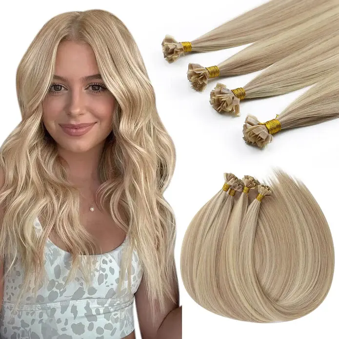 Vendeur de cheveux indiens remy mélange de couleurs 24 pouces double pointe plate dessinée 100 véritables extensions de cheveux humains vente en gros