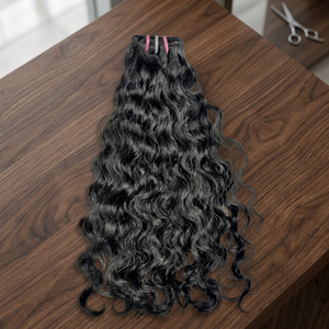 Extensions de cheveux humains indiens Remy les plus vendues, à clipser, trame simple, pointes pleines, noir, ondulations profondes, commande en gros - Product Image 1