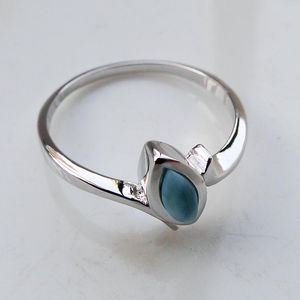Ensemble de bijoux en pierre chaude Larimar Rhodium Pur Fabricants de bagues - Product Image 4