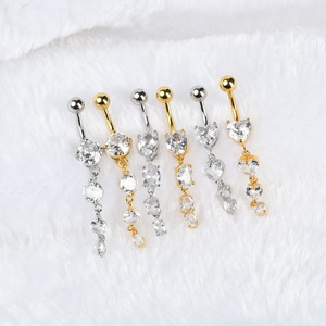 18K vàng & thép không gỉ bề mặt bụng piercing đồ trang sức Zircon đồ trang sức cơ thể với thép không gỉ nút Nhẫn - Product Image 2