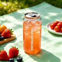 Boîtes de boisson transparentes en PET 250ml 330ml 500ml Bouteilles en plastique avec couvercle en aluminium