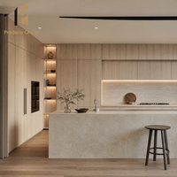 Meubles de cuisine en bois massif, chêne blanc, grain naturel, style moderne, pour projets de construction de maisons complètes