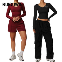 RUIQUWIN-Ensemble de Yoga à Manches Courtes pour Femme, Pantalon d'Extérieur, Ensemble de Fitness, Deux Pièces, Vente Chaude, 2025