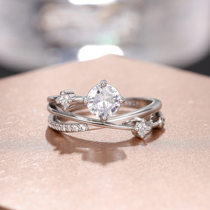 Elegante Anillo de Zirconia con Diseño de Órbita Galáctica, Estilo Francés, Minimalista y de Lujo, Joyería de Moda para Mujer, Uso Diario, Regalo Chic - Product Image 1