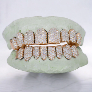 Custom 10 ON 10 VVS Moissanite <b>Diamond</b> Grillz Hip Hop <b>Teeth</b> Caps Iced Out Gold <b>Silver</b> Plated Luxury Grillz Jewelry for Men Women - Product Image 4