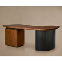 Bureau en bois courbé bio de luxe, style Mid-Century Modern, pour projets hôteliers, meuble sur mesure artisanal