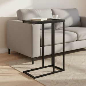 <span class=keywords><strong>Table</strong></span> rustique à 2 niveaux avec ports USB Type-C et prises pour petits espaces, <span class=keywords><strong>table</strong></span> d'appoint en métal noir avec station de charge - Product Image 6
