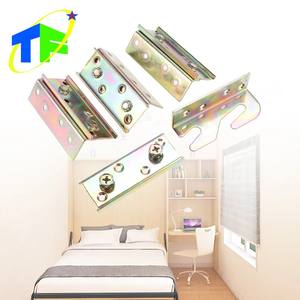 Soporte de riel de conectores a presión chapados en zinc <span class=keywords><strong>amarillo</strong></span> para muebles de cama de madera - Product Image 3