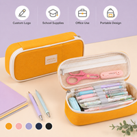 Trousse à crayons de grande capacité, organisateur de papeterie à trois couches, pochette à fermeture éclair multi-compartiments pour fournitures scolaires et de bureau pour étudiants