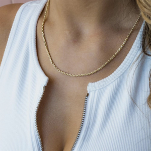 Bán Buôn 18K Mạ Vàng Thép Không Gỉ Trang Sức Twisted Rope Chain Vòng Cổ Cho Nam Giới Phụ Nữ - Product Image 6