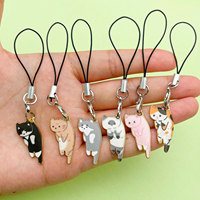 Pendentif en alliage motif chat de dessin animé avec goutte d'huile, mignon, pour cordon de téléphone, sac à dos, porte-monnaie, porte-clés, ou comme breloque de voiture, style Kawaii