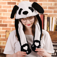 Chapeau Lapin en Peluche avec Oreilles Mobiles à Airbag, Bonnets d'Hiver pour Enfants, Mignons Chapeaux d'Animaux Lumineux à LED pour Filles, Déguisement Cosplay pour Fêtes