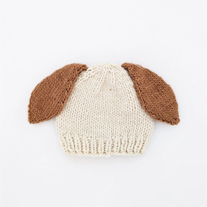 Gorro de punto hecho a mano para cachorro <span class=keywords><strong>con</strong></span> orejas caídas, gorro de punto acogedor <span class=keywords><strong>con</strong></span> orejas de animal, gorro de punto grueso para bebé, venta al por mayor - Product Image 1