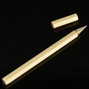Customizable Brass Hexagon <b>Pen</b> - Premium Metal Business Gift with Logo Printing - Product Image 2