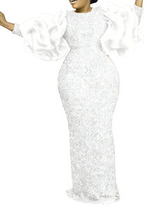 Vestidos de Noche Elegantes para Mujer, Talla Grande, con Mangas Abullonadas, Lentejuelas Bordadas y Cintura Alta, a la Moda - Product Image 5