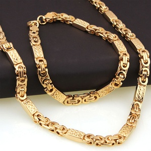 Parures de bijoux tendance en acier inoxydable de luxe, inaltérables et durables, style coréen, plaqué or 14k 18k, pour hommes et femmes - Product Image 2