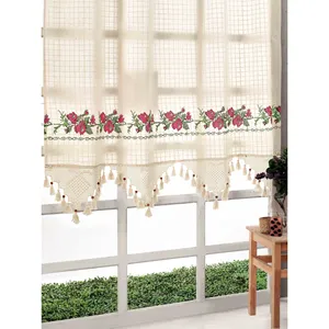 Authentic Vintage Pink Floral Patterned Frilled Fringe Fabric <b>Curtain</b> Elegant Valances Multi-Size for Home Decor - Product Image 2