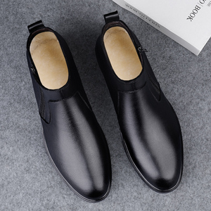 Giày nam da bò thật cao cổ, kiểu Derby Oxford, có khóa kéo, lót lông cừu dày, giữ ấm - Product Image 5