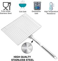 Panier de cuisson RTT en acier inoxydable extra large avec poignée détachable pour grillades de poisson, crevettes et légumes - Idéal pour barbecue extérieur et cuisine en camping