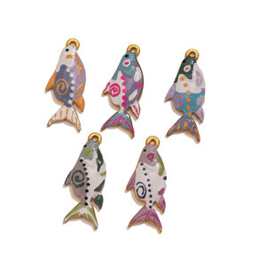 Dijes Personalizados Impermeables de Acero Inoxidable 316L con Baño de Oro de 14k/18k y Esmalte, con Diseño de Pez, para la Fabricación de Joyas, Pulseras y Collares - Product Image 5