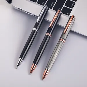 Shuli Penna 1.0Mm Gift Luxe Ontwerp Koperen Staaf Geklets Bal Pen Aangepaste Logo Gegraveerd Ontwerp Metalen Body Twist Balpen pennen