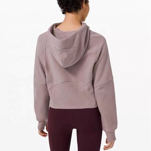 Fábrica de Oem de liso de la mujer jersey de manga larga de las mujeres logotipo mitad <span class=keywords><strong>sudaderas</strong></span> con cremallera - Product Image 3