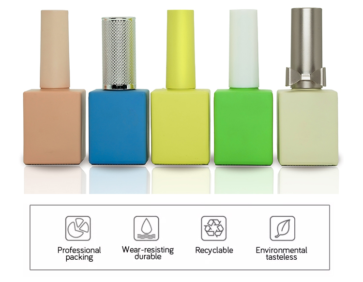 OEM LOGO 15ml Gloss Nail Polish Bottles Acrylic Gel Polish Square Bottle