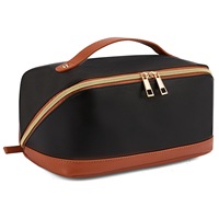 Étui de rangement pour maquillage en cuir PU professionnel avec séparateurs réglables et porte-pinceaux pour artistes