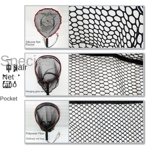 Filet de pêche à la main de 48 cm pour crevettes, avec cadre en alliage d'<span class=keywords><strong>aluminium</strong></span> et fibre de polyester, profondeur de 30 cm, mailles fines - Product Image 4