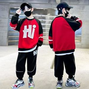 Ensemble de <span class=keywords><strong>sweat</strong></span>-shirts en coton uni pour garçons, style hip-hop, printemps-automne, nouveau style tendance 2025, hauts pour enfants plus âgés - Product Image 2