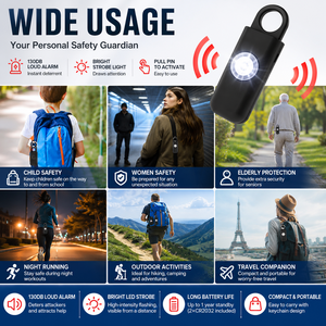 Alarme de sécurité personnelle portable 130 dB avec porte-clés, colorée, pour enfants, femmes, personnes âgées, dispositif d'autodéfense. - Product Image 4