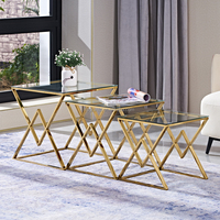 Ensemble de tables basses en acier inoxydable doré de luxe, meubles de salon, table d'appoint en métal