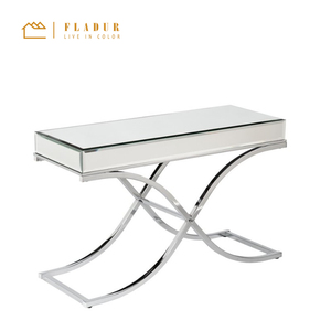 Table <span class=keywords><strong>console</strong></span> moderne contemporaine avec plateau en miroir et pieds en métal chromé pour couloir, salon, chambre à coucher - Product Image 1