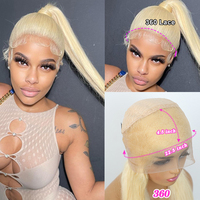Perruques longues blondes miel brésiliennes entièrement faites à la machine pour femmes noires 613 20 pouces lisses avec closure 13x4x1 et frontal HD