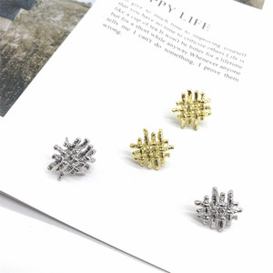 <b>Stud</b> Earrings Geometric Irregular Grid Gold And <b>Silver</b> 925 <b>Silver</b> Ear Post Fashion Jewelry - Product Image 2