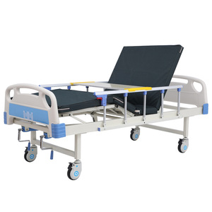 Manual Nursing <b>Bed</b> Double Crank <b>Adjustable</b> Backrest Leg Lift Hospital Home Care Elderly Use White Blue Model 331 - Product Image 4