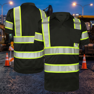 Polo de sécurité haute visibilité en coton respirant avec bandes réfléchissantes pour travaux de construction - Vêtements personnalisés résistants à l'eau - Product Image 2