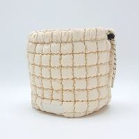Pochette cosmétique matelassée à cordon, texture nuage douce et moelleuse, organiseur de maquillage, grande capacité, sac de voyage pour articles de toilette