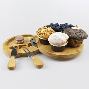 Natural House 100% <span class=keywords><strong>Plateau</strong></span> à <span class=keywords><strong>Fromage</strong></span> en Bois <span class=keywords><strong>de</strong></span> Bambou Biologique Planche à Découper avec 3 Couverts - Product Image 4