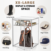 DAYOOH Boîte de rangement magnétique transparente moderne empilable en acrylique pour chaussures et sacs à main avec séparateur réglable