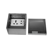 YEBOND ZDR-110B CE Enchufe de Suelo Empotrado Industrial Plateado Invisible de Acero Inoxidable CAT6 10A de 2 Tomas Horizontal