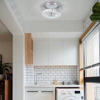 Plafonnier moderne en acier inoxydable et cristal, petit luminaire rond pour entrée, couloir, hall
