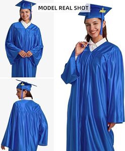 Ensemble de toge de remise de diplôme unisexe en tricot, bleu ciel brillant avec pompon 2026 pour les remises de diplômes du lycée et de l'université - Product Image 6