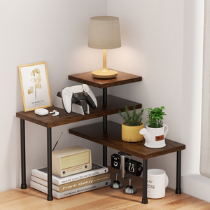 Étagère de rangement en bois à trois niveaux, organisateur de condiments de cuisine, support d'étagère d'angle multifonctionnel - Product Image 3