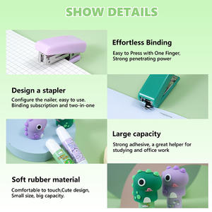 Set de Papelería con Diseño de Dinosaurio: Barra de Pegamento Sólido, Grapadora con Recargas de Grapas - Product Image 4