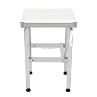 Table de travail de cuisine en acier inoxydable réglable en hauteur, avec planche à découper en plastique